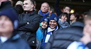 Images Dated 10th January 2015: Brighton and Hove Albion Fans in Full Force: A Sea of Colors at The Valley during the Charlton