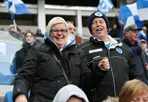 Images Dated 14th March 2015: Brighton and Hove Albion Fans in Full Force: A Colorful Sea of Passion (14MAR15)