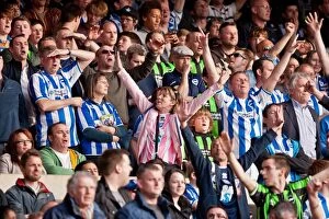 Images Dated 24th March 2012: Brighton & Hove Albion Fans Goal Celebration vs Nottingham Forest, March 24, 2012