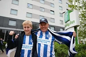 Images Dated 21st April 2017: Brighton and Hove Albion Fans at Norwich City's Carrow Road Stadium