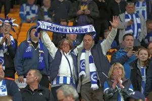 Images Dated 21st April 2017: Brighton and Hove Albion Fans at Norwich City's Carrow Road Stadium, 21st April 2017
