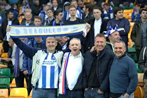 Brighton and Hove Albion Fans at Norwich City's Carrow Road Stadium, EFL Sky Bet Championship 2017