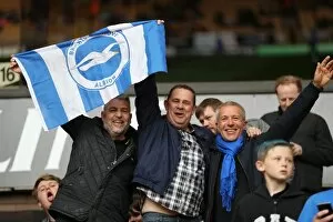 Images Dated 14th April 2017: Brighton & Hove Albion Fans' Passionate Showing at Molineux Stadium (April 2017)