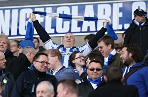 Images Dated 21st March 2015: Brighton and Hove Albion Fans in Full Swing at Blackburn Rovers Championship Match, March 2015