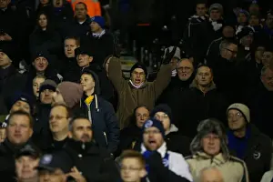 Brighton and Hove Albion Fans in Full Swing: A Passionate Atmosphere at Fulham's Craven Cottage (29DEC14)