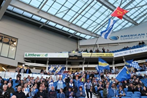 Huddersfield Town 14APR15 Prints: Brighton and Hove Albion Fans in Full Swing: A Sea of Colors vs