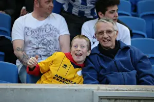 Bournemouth 10APR15 Prints: Brighton and Hove Albion Fans in Full Throat at the American Express Community Stadium vs AFC Bournemouth (10APR15)