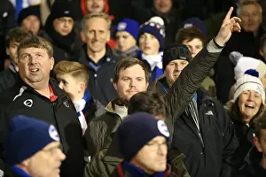Fulham 29DEC14 Prints: Brighton and Hove Albion Fans in Full Throat at Fulham Championship Match, December 2014