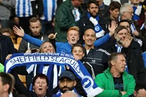 Images Dated 14th April 2017: Brighton & Hove Albion Fans' Unwavering Passion at Wolverhampton Wanderers Championship Showdown