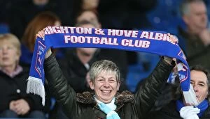 Images Dated 14th February 2015: Brighton and Hove Albion Fans' Unwavering Support at Sheffield Wednesday Championship Match