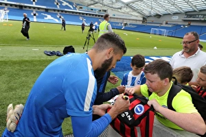 Prints of Young Seagulls Open Training Session 31st July 2015. Albion players leave the pitch, and sign autographs Pre-Season Prints: Brighton & Hove Albion FC: Young Seagulls Open Training Session - Players Sign Autographs (31st July 2015)