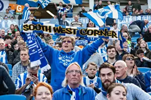 Burnley 02APR16 Prints: Brighton and Hove Albion FC: Passionate Fan Amidst the Action - Brighton vs