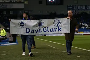 Millwall 12DEC14 Prints: Brighton and Hove Albion Honor Dave Clark with Tribute Banner vs. Millwall (12DEC14)