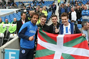 Watford 25APR15 Prints: Brighton & Hove Albion: Inigo Calderon Amidst Sea of Fans vs