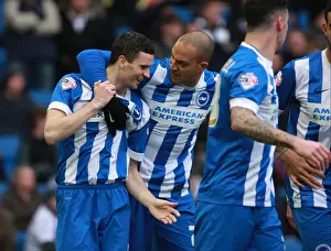 Bolton Wanderers 13FEB16 Prints: Brighton and Hove Albion: Jamie Murphy and Bobby Zamora Celebrate Goal Against Bolton Wanderers