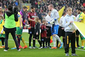 2014 15 Mascot Prints: Brighton & Hove Albion Mascot in Action at Norwich City's Carrow Road (22NOV14)