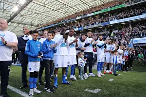 Prints of Lap of appreciation during the Premier League match between Brighton and Hove Albion and Manchester City at the American Express Community Stadium, Falmer, Brighton on the 12th May 2019 2018-19 Matches Prints: Brighton and Hove Albion Players Celebrate Promotion with Lap of Appreciation after Beating Manchester City