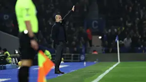 Manchester City Manager Pep Guardiola M Prints: Brighton and Hove Albion v Manchester City Premier League 09NOV24