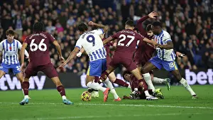 Shoots At Goal Prints: Brighton and Hove Albion v Manchester City Premier League 09NOV24