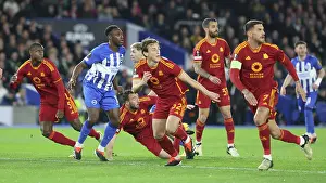 Jostles For Position Prints: Brighton and Hove Albion v AS Roma Europa League - Round of 16, leg 2 of 2 14MAR24