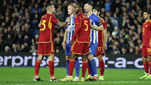 Jostles For Position Prints: Brighton and Hove Albion v AS Roma Europa League - Round of 16, leg 2 of 2 14MAR24