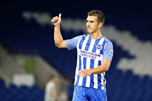 Images Dated 22nd August 2017: Brighton and Hove Albion vs Barnet: Uwe Huenemeier Defends in EFL Cup Clash (22AUG17)
