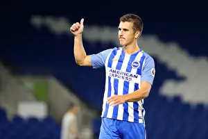 Barnet 22AUG17 Prints: Brighton and Hove Albion vs Barnet: Uwe Huenemeier Defends in EFL Cup Clash (22AUG17)