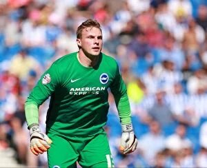 Images Dated 22nd August 2015: Brighton & Hove Albion vs Blackburn Rovers: David Stockdale Focused Amidst Championship Action