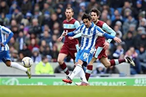 Images Dated 23rd February 2013: Brighton & Hove Albion vs. Burnley, February 23, 2013: Vicente's Shot at Amex Stadium