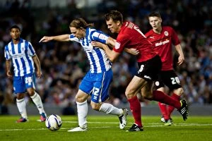 Images Dated 21st August 2012: Brighton & Hove Albion vs. Cardiff City: Mackail-Smith and Turner in Action (August 2012)