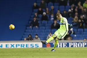 Images Dated 14th February 2017: Brighton & Hove Albion vs Ipswich Town: David Stockdale Clears the Ball in EFL Sky Bet