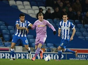 Images Dated 15th March 2016: Brighton & Hove Albion vs. Reading: Intense Battle between Connor Goldson