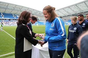 Images Dated 31st July 2016: Brighton and Hove Albion Women Celebrate Championship Trophy Ahead of EFL Sky Bet Clash vs. S.S