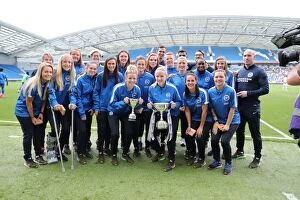 Images Dated 31st July 2016: Brighton and Hove Albion Women Celebrate Trophy Victory Ahead of EFL Sky Bet Championship Clash