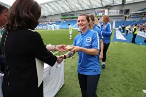Images Dated 31st July 2016: Brighton & Hove Albion Women Lift Trophy Ahead of EFL Sky Bet Championship Clash vs. S.S