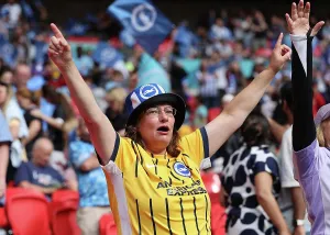 Female Football Fans Prints: Brighton and Hove Albion Women v Manchester City Women Women's FA Cup FINAL 31MAY26