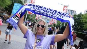Female Football Fans Prints: Brighton and Hove Albion Women v Manchester City Women Women's FA Cup FINAL 31MAY26