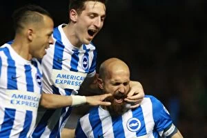 Images Dated 15th April 2016: Brighton and Hove Albion's Bruno Saltor Scores Thrilling Goal Against Fulham in Sky Bet