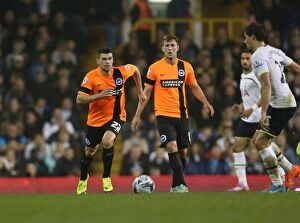 Images Dated 29th October 2014: Brighton & Hove Albion's Danny Holla Faces Off Against Tottenham Hotspur in the Capital One Cup
