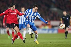 Images Dated 19th February 2013: Brighton & Hove Albion's David Lopez in Action against Cardiff City, Npower Championship