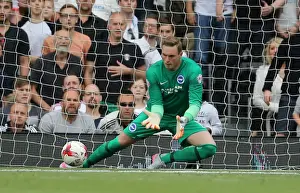 Fulham 15AUG15 Prints: Brighton & Hove Albion's David Stockdale Guards the Net in Fulham Showdown