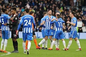 Images Dated 4th March 2018: Brighton and Hove Albion's Euphoric Celebration at the Final Whistle vs Arsenal (04MAR18)
