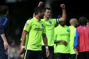 Images Dated 15th August 2015: Brighton and Hove Albion's Glorious Victory: Greer and Hemed's Celebration at Craven Cottage