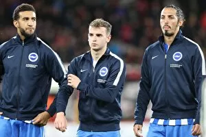 Images Dated 19th September 2017: Brighton and Hove Albion's Goldson and Schelotto Ready for Kick-off Against Bournemouth in EFL Cup