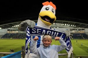 Gully meets his fans! Collection: Brighton & Hove Albion's Gully: A Heartfelt Reunion with Passionate Seagulls Fans