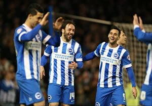 Images Dated 24th February 2015: Brighton & Hove Albion's Inigo Calderon Scores the Second Goal in a 2-0 Lead over Leeds United