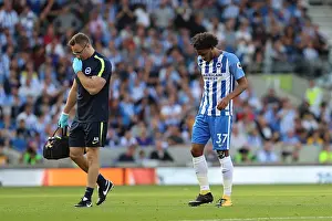 Brighton & Hove Albion's Isaiah Brown Suffers Injury Against Manchester City (12AUG17)