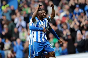 Event:bw 20130504 Prints: Brighton & Hove Albion's Kazenga LuaLua Scores and Celebrates 2-0 Lead Against Wolverhampton Wanderers (May 4)