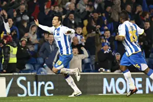 QPR 11-03-2014 Prints: Brighton & Hove Albion's Leonardo Ulloa Celebrates Goal Against QPR