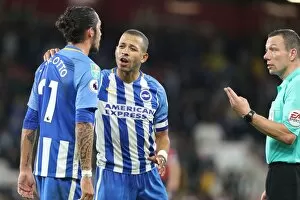 Images Dated 19th September 2017: Brighton and Hove Albion's Liam Rosenior and Ezequiel Schelotto in Action against AFC Bournemouth